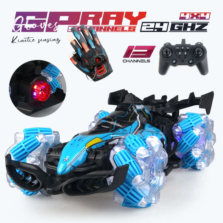 Colorful lights spray stunt racing 4WD shift 2.4G wireless gesture induction racing race remote control toy car